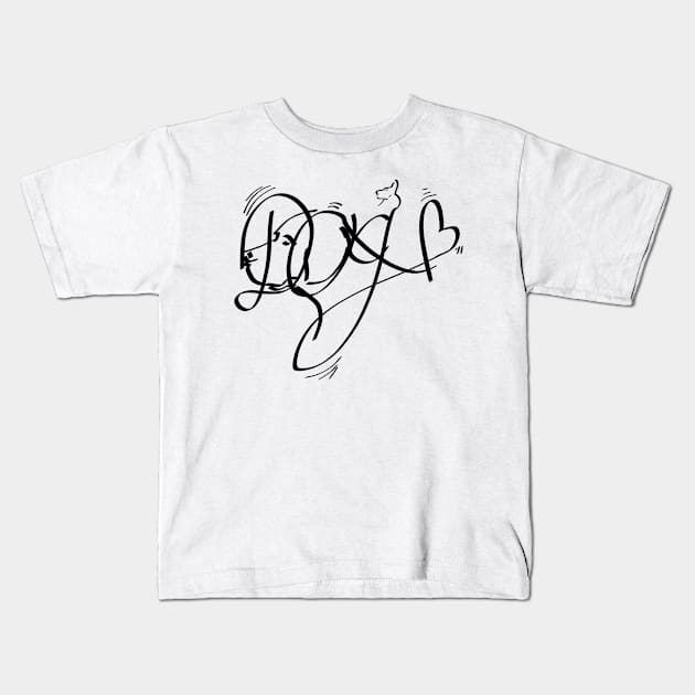 Dog in calligraphy Kids T-Shirt by Magination